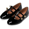 Lory Glossy Knotted Double Straps Mary Jane Shoes, Black - Mary Janes - 2