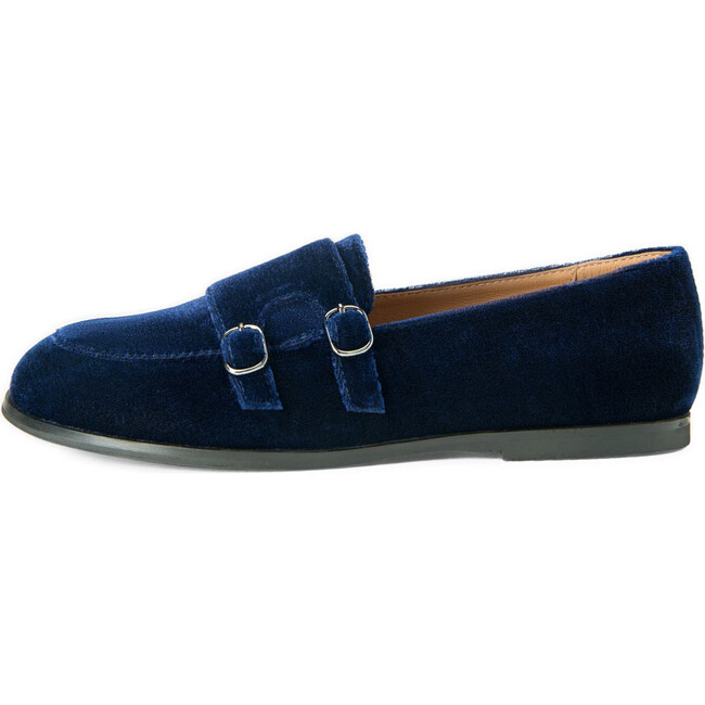 Ingrid Velvet Ribbon Trim Loafers, Navy