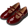 Jayden Glossy Slim Strap Buckle Mary Jane Shoes, Burgundy - Mary Janes - 2