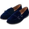 Ingrid Velvet Ribbon Trim Loafers, Navy - Loafers - 2