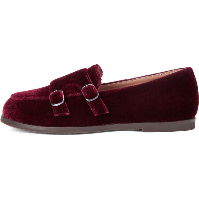 Ingrid Velvet Ribbon Trim Loafers, Burgundy