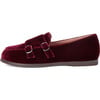 Ingrid Velvet Ribbon Trim Loafers, Burgundy - Loafers - 1 - thumbnail