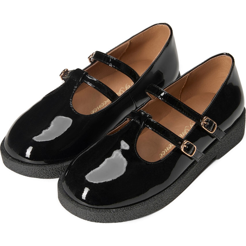 Jayden Glossy Slim Strap Buckle Mary Jane Shoes, Black - Age