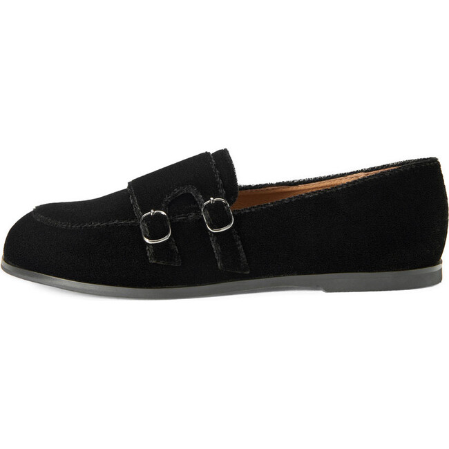 Ingrid Velvet Ribbon Trim Loafers, Black