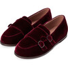 Ingrid Velvet Ribbon Trim Loafers, Burgundy - Loafers - 2