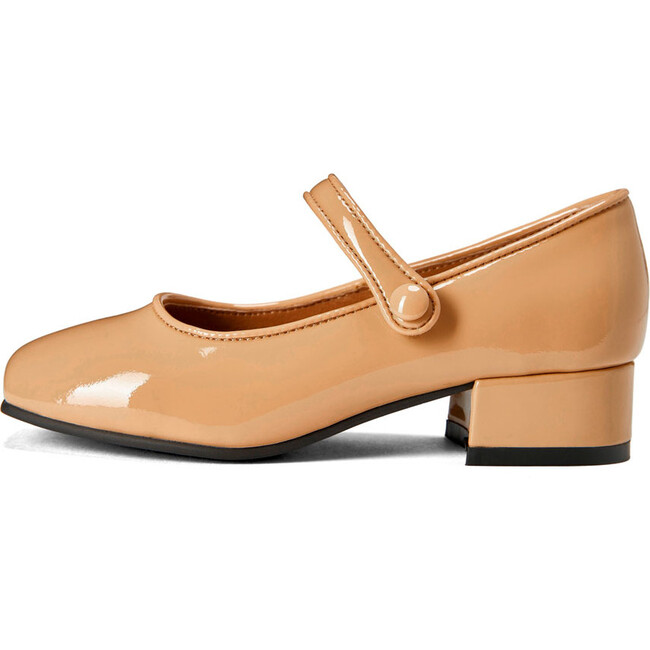 Holly Square Toe Buckle Strap Heels, Beige