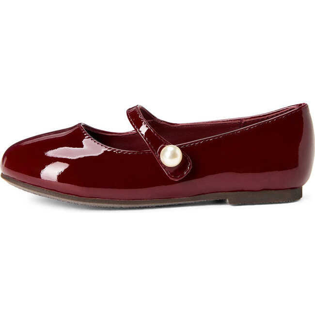 Elin Glossy Patent Leather Pointed Toe Mary Jane Shoes, Burgundy