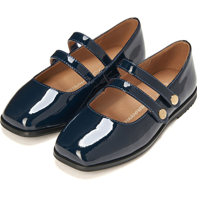 Diana Glossy Leather Adjustable Strap Mary Jane Shoes, Navy - Mary Janes - 2