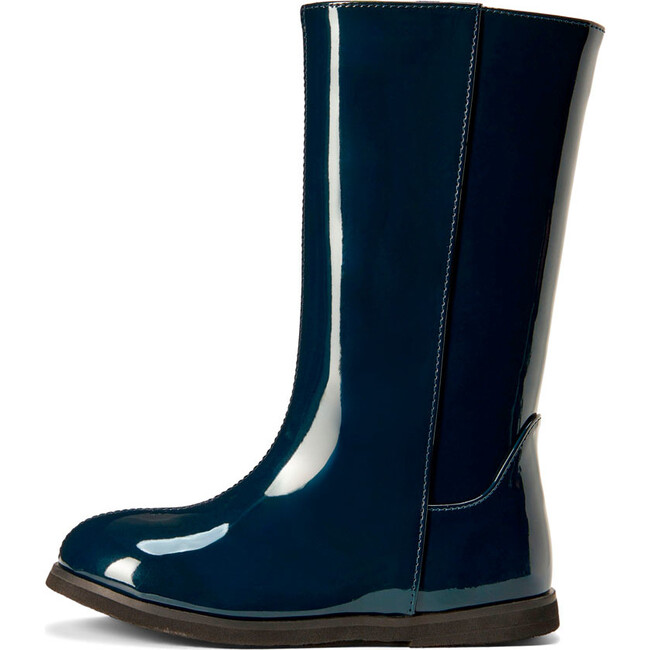 Ann PU Patent Leather High Boots, Navy