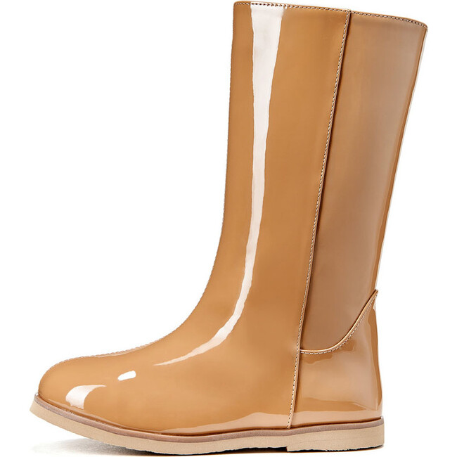 Ann PU Patent Leather High Boots, Beige