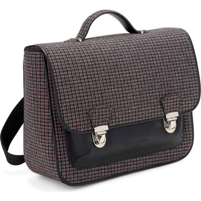 Boston Plaid Adjustable Shoulder Strap Schoolbag, Dark Grey - Bags - 3