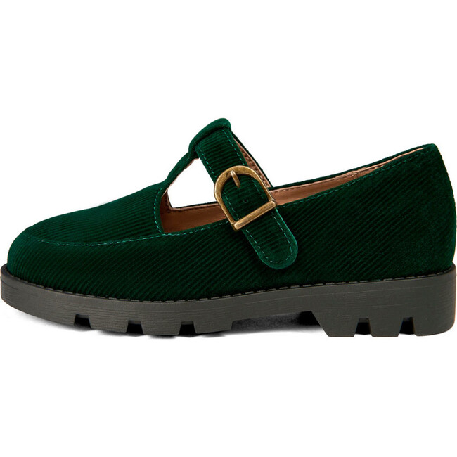 Berta Ribbed Velvet Mary Janes, Green