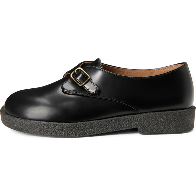 Astrid Buckle Strap Rubber Sole Brogues Shoes, Black