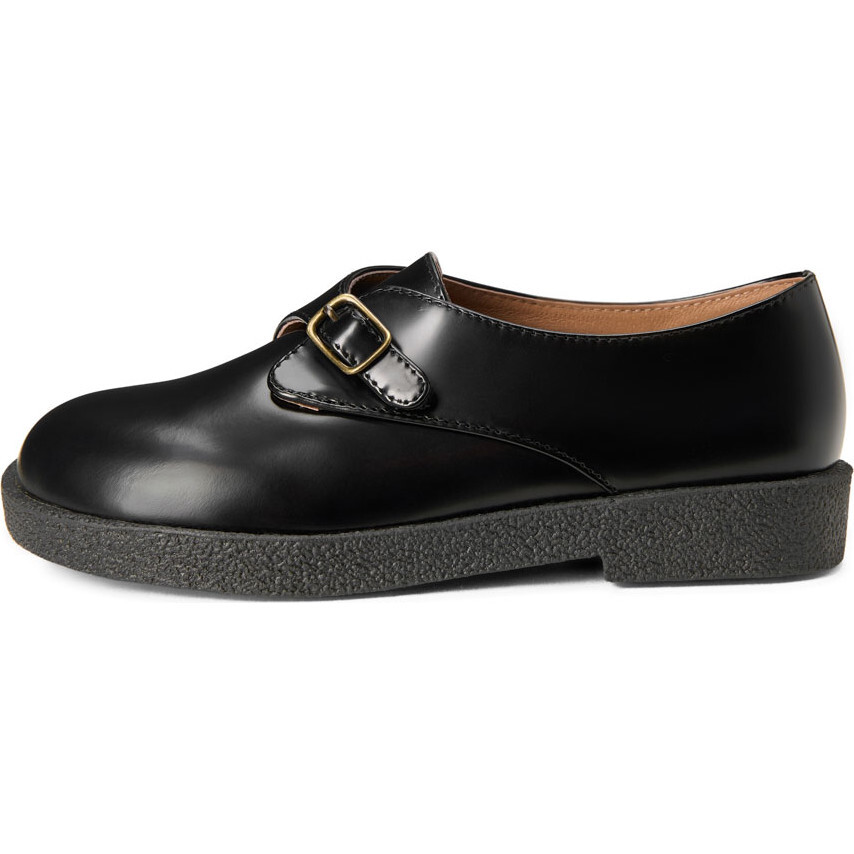 Astrid Buckle Strap Rubber Sole Brogues Shoes, Black - Oxfords - 1