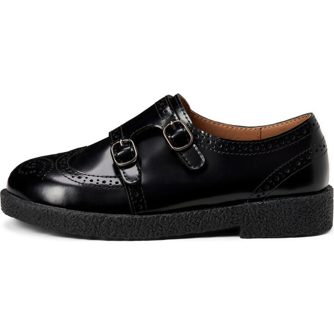 Alsa Glossy Doubled Buckle Brogues Shoes, Black