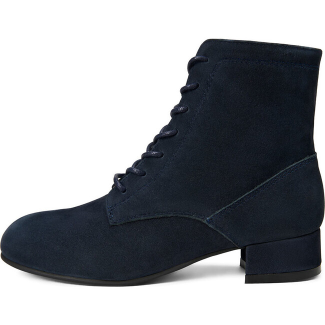 Alaya Side Zipper Block Heel Boots, Navy