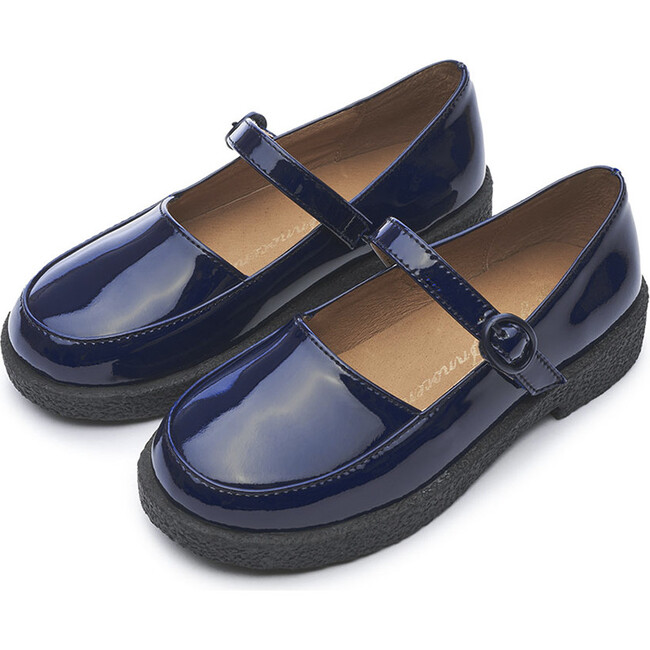 Aria 2.0 Patent Leather Flatform Sole Mary Jane Shoes, Navy - Mary Janes - 4