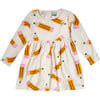 Pencil Print Long Sleeve Button Dress, Natural - Dresses - 1 - thumbnail