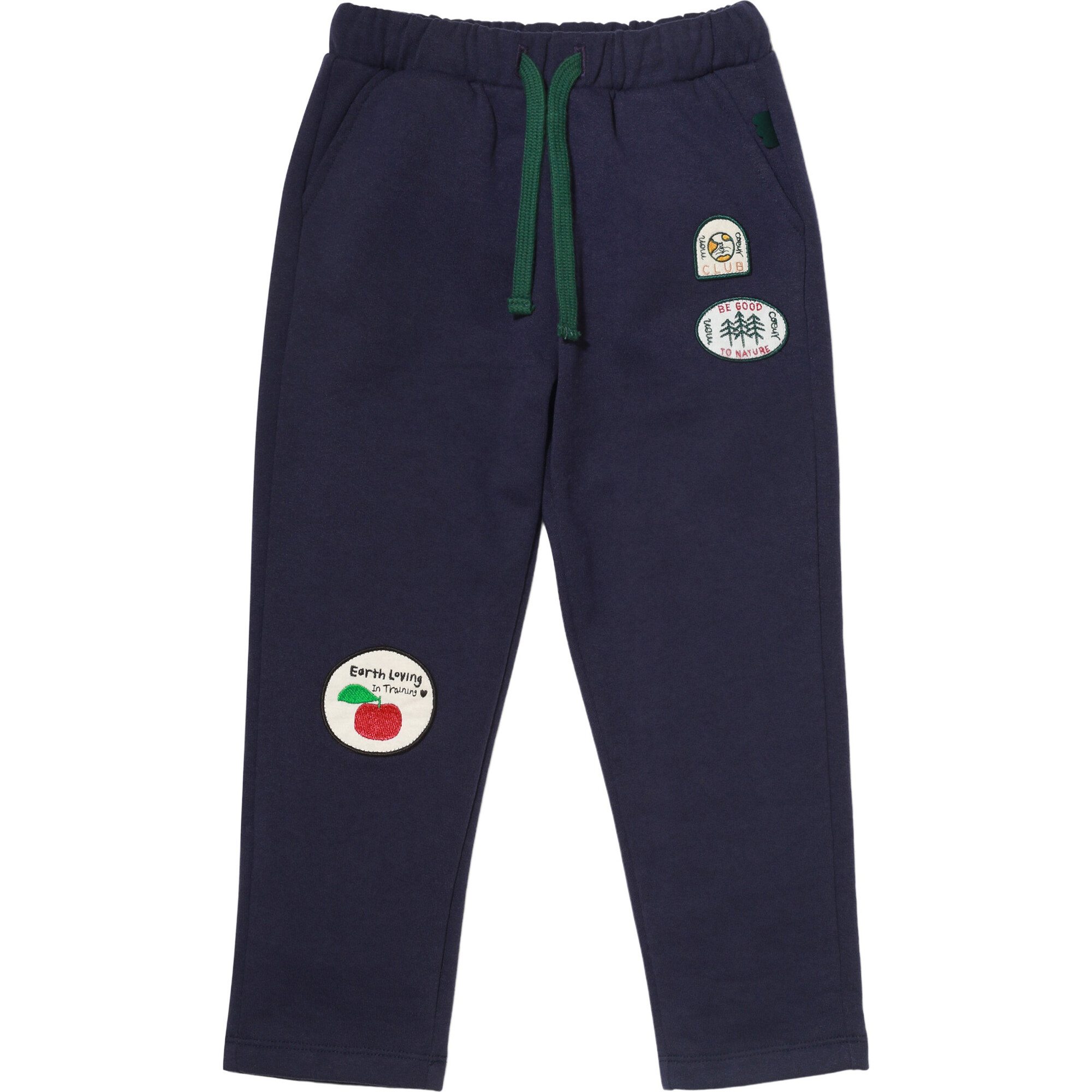 Patch Ribbed Adjustable Waist Drawstring Jogger, Navy - Sweatpants - 1