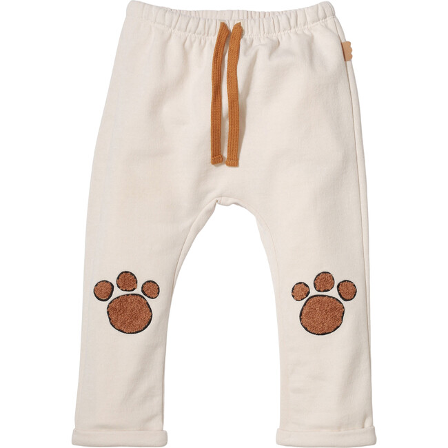 Baby Paw Knee Patch Elastic Waist Drawstring Pant, Natural