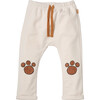 Baby Paw Knee Patch Elastic Waist Drawstring Pant, Natural - Pants - 1 - thumbnail