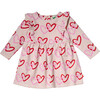 Baby Hearts Print Ruffle High Waist Long Sleeve Snap Dress, Pink - Dresses - 1 - thumbnail