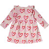 Baby Hearts Print Ruffle High Waist Long Sleeve Snap Dress, Pink - Dresses - 2