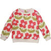 Baby Flower Print Ribbed Neck Drop Shoulder Snap Button Sweatshirt, Natural - Sweatshirts - 1 - thumbnail