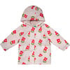 Baby Flower Print Ribbed Cuff Hooded Zipper Raincoat, Pink - Raincoats - 1 - thumbnail