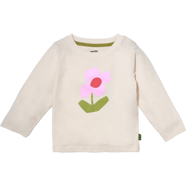 Baby Flower Print Crew Neck Long Sleeve T-Shirt, Natural