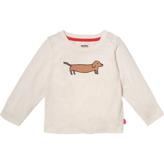 Baby Billy Dachshund Print Crew Neck Long Sleeve T-Shirt, Natural