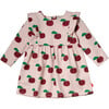 Apples Print Ruffle High Waist Long Sleeve Skirt Dress, Pink - Dresses - 1 - thumbnail