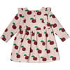 Apples Print Ruffle High Waist Long Sleeve Skirt Dress, Pink - Dresses - 2