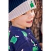 Baby Apples Print Ribbed Neck Drop Shoulder Snap Button Sweatshirt, Blue - Sweatshirts - 4