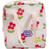 Insulated Flower Print Zipper Lunchbag, Pink - Lunchbags - 1 - thumbnail