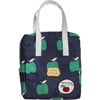 Insulated Apple Print Zipper Lunchbag, Blue - Lunchbags - 1 - thumbnail