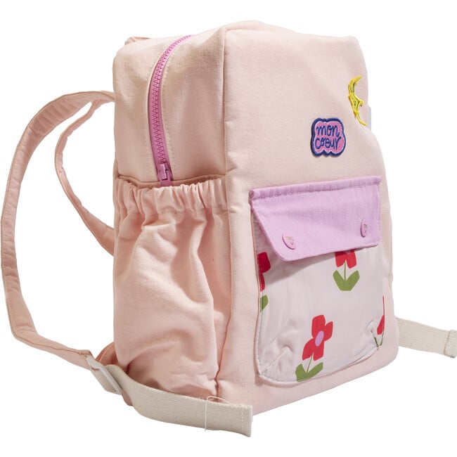 Flower Print Padded Adjustable Buckle Strap Zipper Backpack, Pink - Backpacks - 2