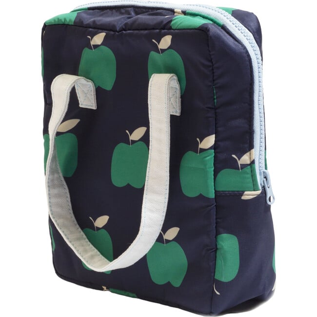 Insulated Apple Print Zipper Lunchbag, Blue - Lunchbags - 2