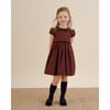 Raisin Scalloped Ruffle Collar Short Puff Sleeve Dress, Burgundy - Dresses - 2