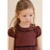 Raisin Scalloped Ruffle Collar Short Puff Sleeve Dress, Burgundy - Dresses - 3