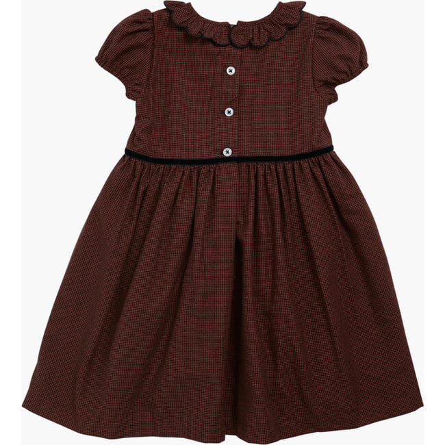 Raisin Scalloped Ruffle Collar Short Puff Sleeve Dress, Burgundy - Dresses - 4