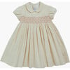 Melly Corduroy Peter Pan Collar Short Puff Sleeve Smocked Dress, Rice - Dresses - 1 - thumbnail