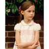 Melly Corduroy Peter Pan Collar Short Puff Sleeve Smocked Dress, Rice - Dresses - 3