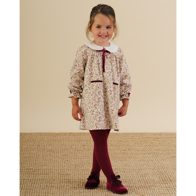 Baby Leela Floral Peter Pan Collar Long Sleeve Dress, Multicolors - Dresses - 2