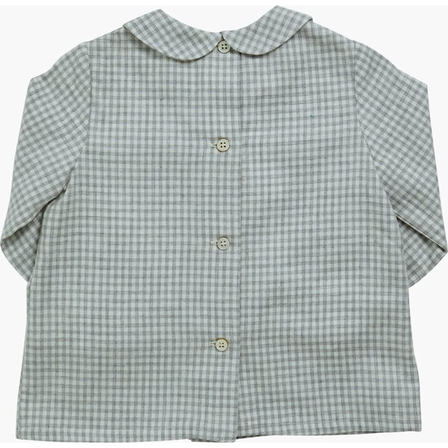 Baby Darius Vichy Peter Pan Collar Long Sleeve Shirt, Grey - Shirts - 2