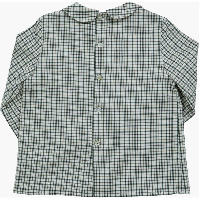 Baby Darius Checkered Peter Pan Collar Long Sleeve Shirt, Khaki - Shirts - 2