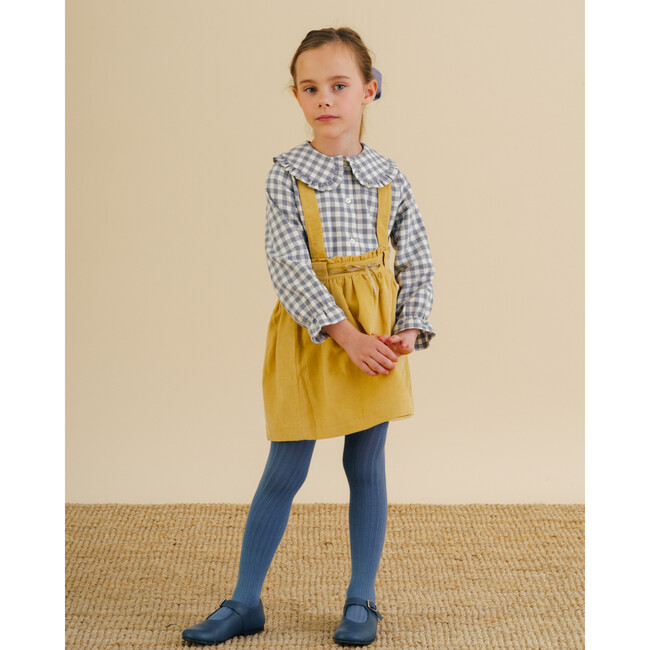 Yarrow Babycord Shoulder Strap Velvet Bow Waist Skirt, Yellow - Skirts - 2