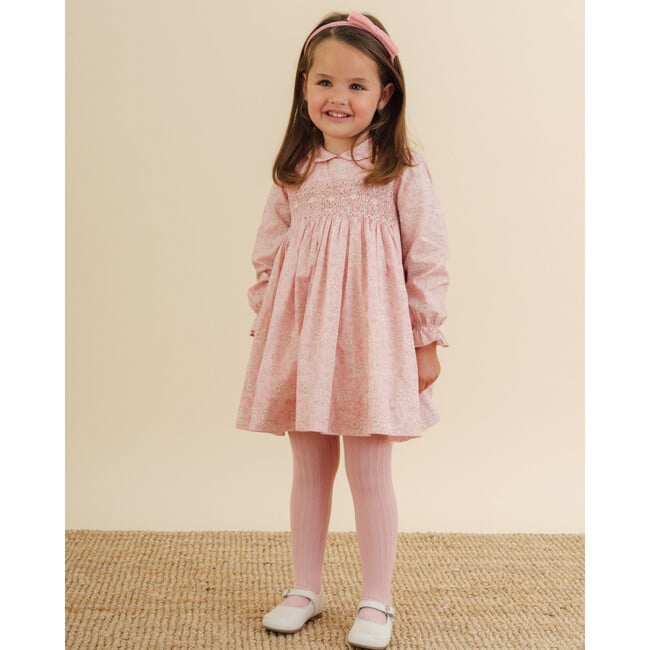 Jujube Liberty Print Peter Pan Collar Short Puff Sleeve Smocked Dress, Capel Pink - Dresses - 2