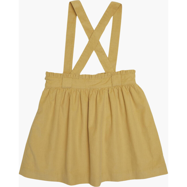 Yarrow Babycord Shoulder Strap Velvet Bow Waist Skirt, Yellow - Skirts - 4