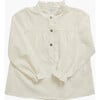 Diana Plumetis Ruffle Collar Long Sleeve Blouse, Off-White - Blouses - 1 - thumbnail